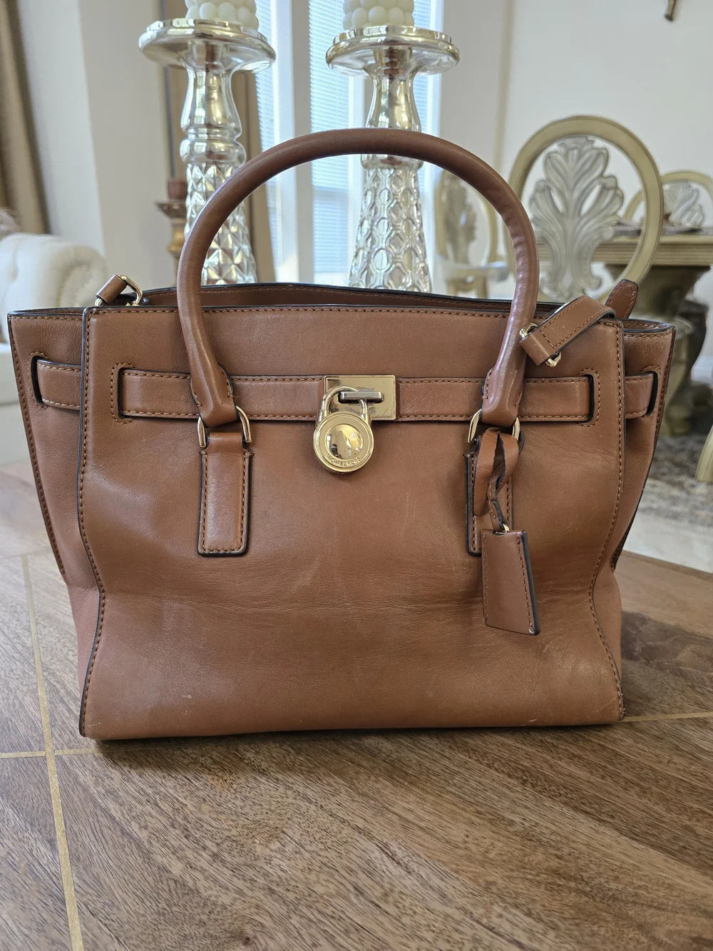Brown Leather Satchel Handbag - Classic Women's Tote Michael  Kors